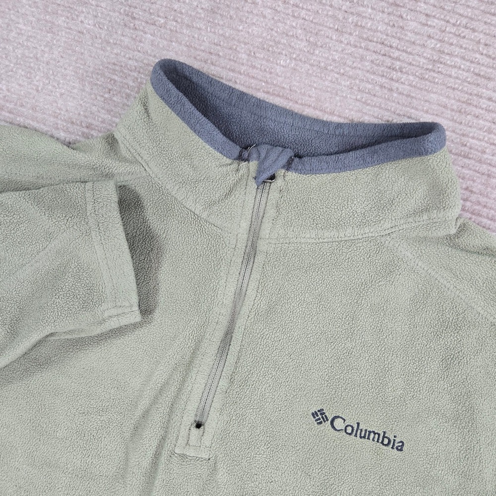 Columbia Mens Medium Sage Green Gray 1/4 Zip Fleece Pullover Sweater XM6279